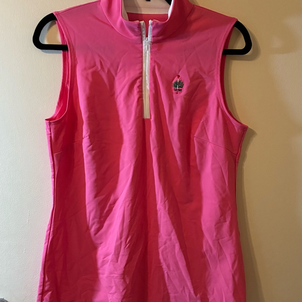 Melly M Delray Sleeveless Golf Polo Pink Half-Zip Tank Aronomink Country Club M